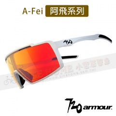 720armour A-Fei阿飛系列多層膜太陽眼鏡/運動風鏡-消光白鏡架/茶橘鍍膜鏡片(A1905-3)