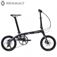 RENAULT雷諾 R800碳纖T700碟煞折疊單車(16吋9速/8.9kg)-消光黑