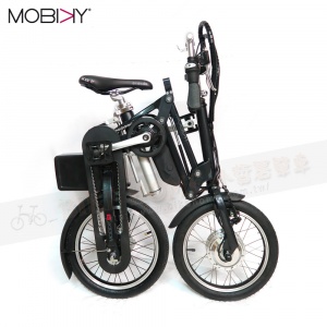 Mobiky 16" shimano 內變7速折疊24V電動單車-黑(2017)