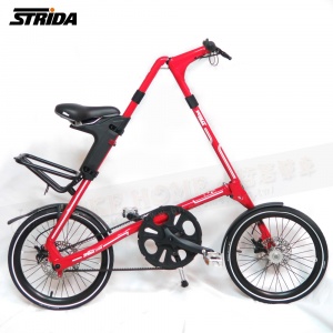 STRIDA速立達  外銷版-18吋SX版折疊單車皮帶碟剎三角形折疊單車-壓克力大紅
