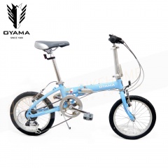 OYAMA-16吋鋁合金6速小神馬ponyA123折疊單車-藍(120-175CM)(限重75公斤)