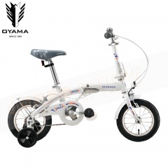 OYAMA 12吋高碳鋼小海豚兒童折疊單車JR200/附輔助輪-白(90-150CM)