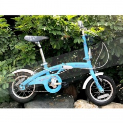 OYAMA 12吋高碳鋼小海豚兒童折疊單車JR200/附輔助輪-藍(90-150CM)