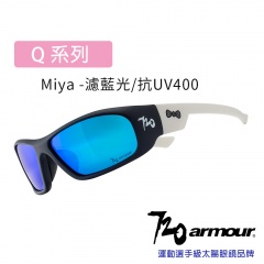 720armour Miya 抗藍光/抗UV400/多層鍍膜/兒童太陽眼鏡-消光黑框白鏡腳
