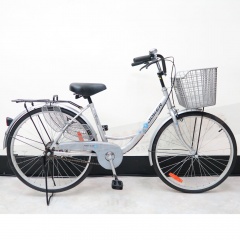 JOKER傑克單車 A2403A1-淑女車24吋高碳鋼單速(含菜籃)-亮銀