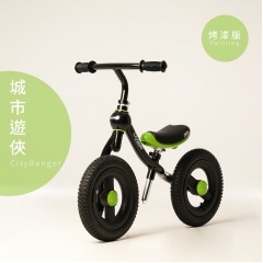 DOSWE ROLLY bike 專利二合一兒童平衡學習車 -烤漆版含踏板-綠黑-城市遊俠