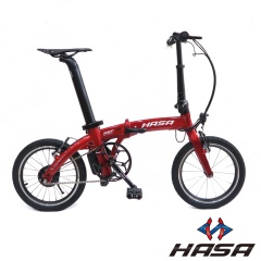 HASA SEF16 16吋單速5段電動輔助碳纖前叉摺疊自行車-紅