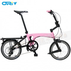 ORI M9 16吋9速鋁合金折疊單車(含後貨架)-烤漆粉紅