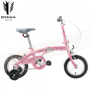 OYAMA 12吋高碳鋼小海豚兒童折疊單車JR200/附輔助輪-粉紅(90-150CM)